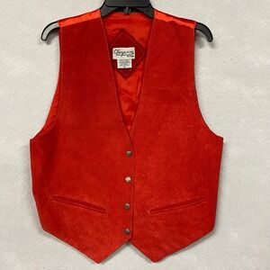 VTG Leather Vest Women's M Cheyenne Autumn Red Western Rodeo Country Farm Boho